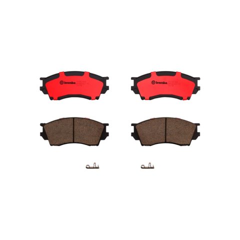 Brembo NAO Ceramic Brake Pads P49019N Pads, Brembo, Ceramic, Integrally Molded, Shims, with Hardware, Mazda, Set