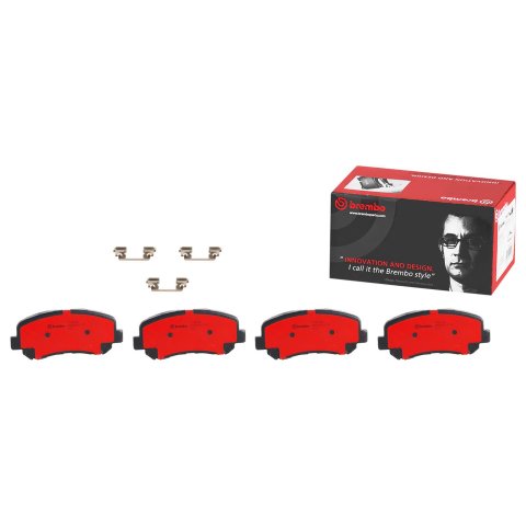 Brembo NAO Ceramic Brake Pads P49045N Pads, Brembo, Ceramic, Integrally Molded, Shims, with Hardware, Mazda, Set