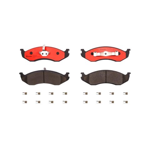Brembo NAO Ceramic Brake Pads P37004N Pads, Brembo, Ceramic, Integrally Molded, Shims, with Hardware, Buick, Set