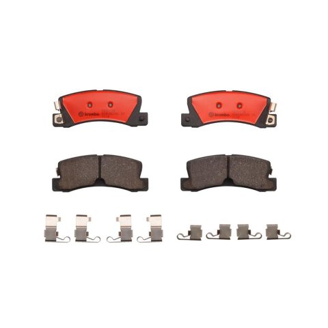 Brembo NAO Ceramic Brake Pads P83015N Pads, Brembo, Ceramic, Integrally Molded, Shims, with Hardware, Lexus, Set