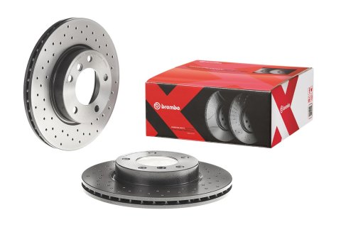 Brembo Xtra Drilled Performance Rotors 09.5390.3X Brake Rotor, Brembo, Vented, Cross-Drilled Surface, 11.26 in. Diameter, Iron, UV-Coated, BMW, Each