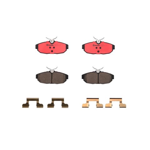 Brembo NAO Ceramic Brake Pads P24122N Pads, Brembo, Ceramic, Integrally Molded, Shims, with Hardware, Ford, Set