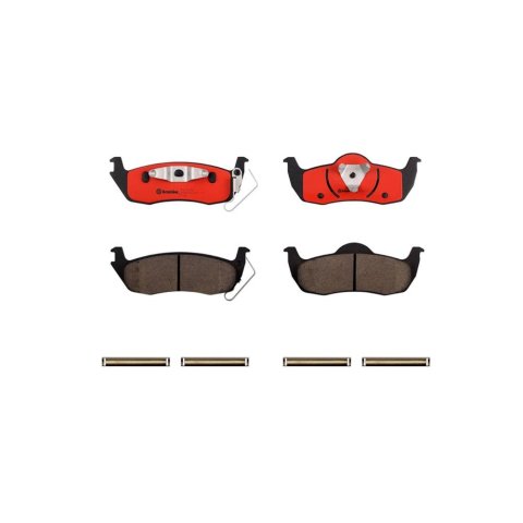 Brembo NAO Ceramic Brake Pads P37011N Pads, Brembo, Ceramic, Integrally Molded, Shims, with Hardware, Jeep, Set