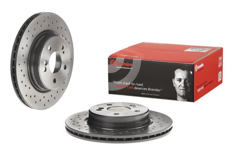 Brembo Premium UV Coated Brake Rotors 09.A742.31 Rotor, Brembo, Vented, Cross-Drilled Surface, 11.81 in. Diameter, Iron, UV-Coated, Mercedes-Benz, Each