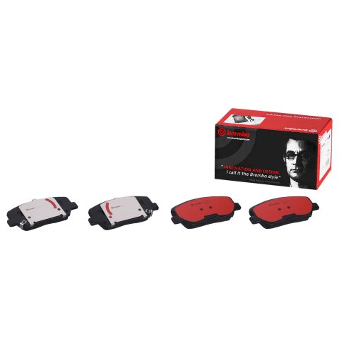 Brembo NAO Ceramic Brake Pads P30065N Pads, Brembo, Ceramic, Integrally Molded, Shims, For Hyundai, Set