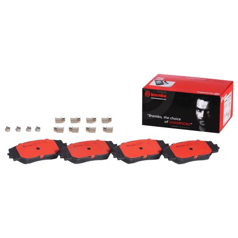 Brembo NAO Ceramic Brake Pads P83071N Pads, Brembo, Ceramic, Integrally Molded, Shims, with Hardware, Pontiac, Set