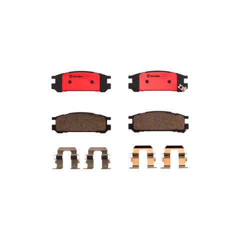 Brembo NAO Ceramic Brake Pads P78005N Pads, Brembo, Ceramic, Integrally Molded, Shims, with Hardware, Subaru, Set