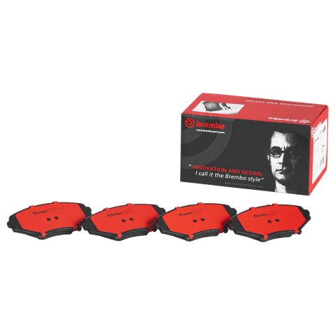 Brembo NAO Ceramic Brake Pads P49034N Pads, Brembo, Ceramic, Integrally Molded, Shims, Mazda, Set
