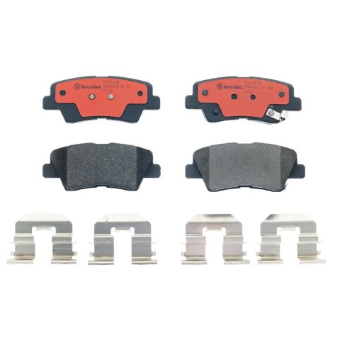 Brembo NAO Ceramic Brake Pads P30047N Pads, Brembo, Ceramic, Integrally Molded, Shims, with Hardware, For Hyundai, Set