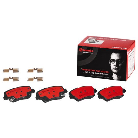 Brembo NAO Ceramic Brake Pads P30103N Pads, Brembo, Ceramic, Integrally Molded, Shims, For Hyundai, Set