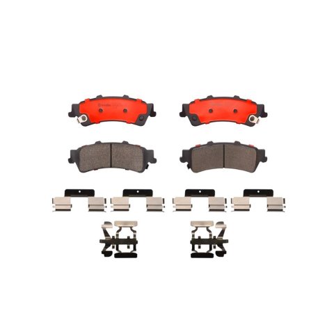 Brembo NAO Ceramic Brake Pads P10028N Pads, Brembo, Ceramic, Integrally Molded, Shims, with Hardware, Cadillac, Set