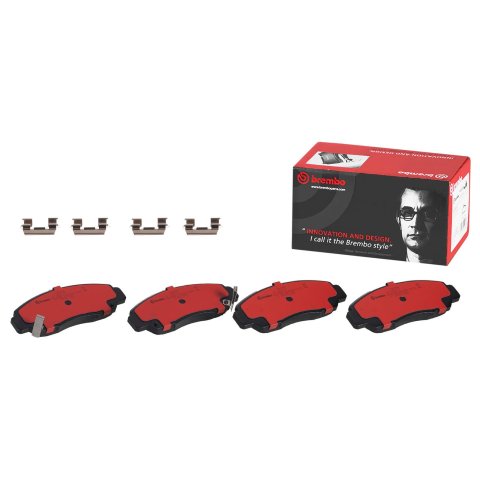 Brembo NAO Ceramic Brake Pads P28034N Pads, Brembo, Ceramic, Integrally Molded, Shims, with Hardware, For use on Acura®, Set
