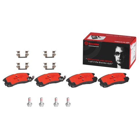 Brembo NAO Ceramic Brake Pads P54012N Pads, Brembo, Ceramic, Integrally Molded, Shims, with Hardware, Chrysler, Set