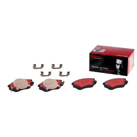 Brembo NAO Ceramic Brake Pads P59054N Pads, Brembo, Ceramic, Integrally Molded, Shims, with Hardware, Buick, Set