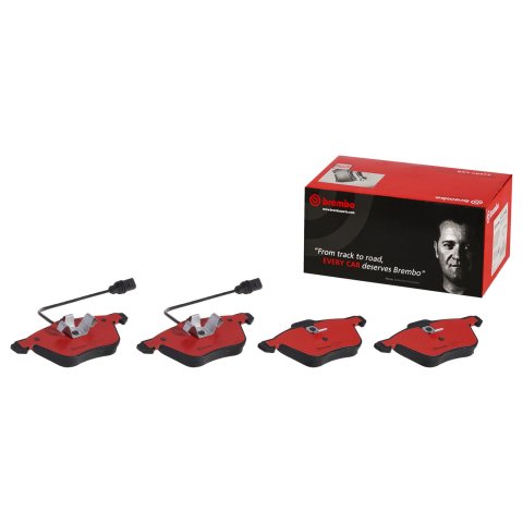Brembo NAO Ceramic Brake Pads P85061N Pads, Brembo, Ceramic, Integrally Molded, Shims, Volkswagen, Set