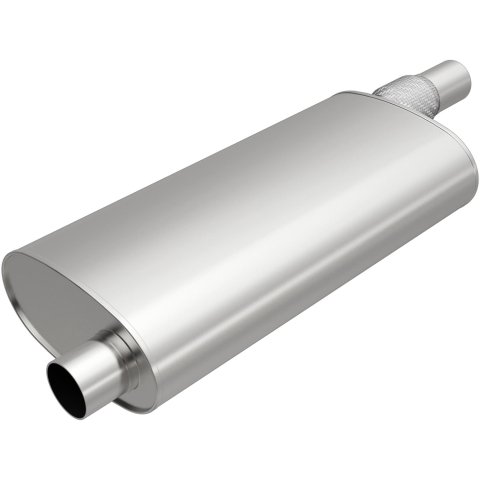 MagnaFlow Universal Steel 2.5 Inch Muffler 201-1485 Muffler, Universal, 2.50 in. Offset Inlet, 2.25 in. Offset Outlet, Oval, Steel, Aluminized, Each