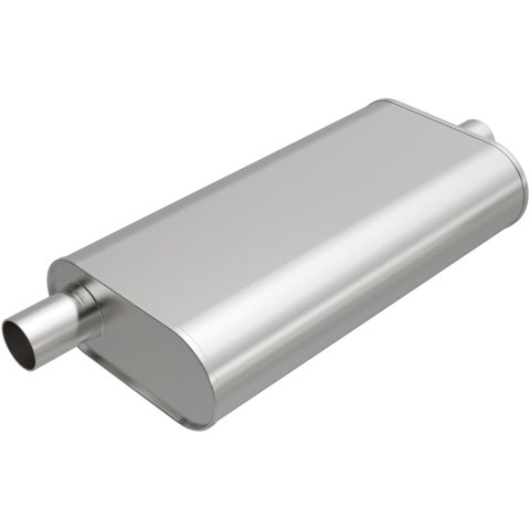 MagnaFlow Universal Steel 2.5 Inch Muffler 201-0050 Muffler, Universal, 2.50 in. Offset Inlet, 2.25 in. Center Outlet, Oval, Steel, Aluminized, Each