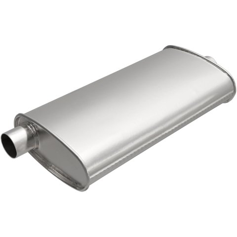MagnaFlow Universal Steel 2.5 Inch Muffler 201-6532 Muffler, Universal, 2.50 in. Offset Inlet, 2.25 in. Center Outlet, Oval, Steel, Aluminized, Each