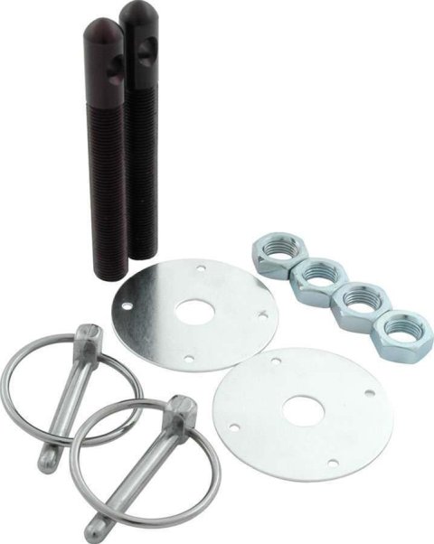 Allstar Performance Hood Pin Kits ALL18504 Pins, Torsion Pin-Style, 4.000 in. Long, 1/2 in. Diameter, Aluminum, Black Anodized, Kit