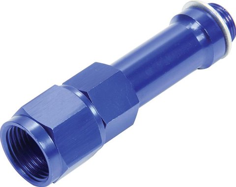 Allstar Performance Aluminum Carburetor Fittings ALL50901 Inlet Fitting, Long Style, Aluminum, Blue Anodized, 9/16-24 in. Male Threads, -8 AN Female Threads, Barry Grant, Demon, Each