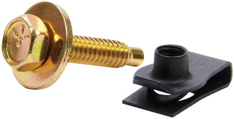 Allstar Performance Body Bolt Kits with Clips ALL18559-50 Bolt, Clips, Steel, Gold Iridited, 1/4 in.-20 Thread, 1 1/8 Length, Set of 50