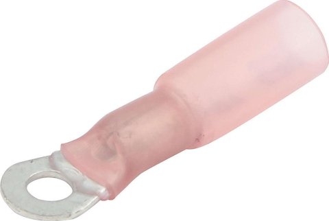 Allstar Performance Terminal Connectors ALL76061 Electrical Wiring Connectors, Tin Plated Copper, #6 Stud Ring with Shrink Sleeve, Male, 18-22 Gauge, Set of 10