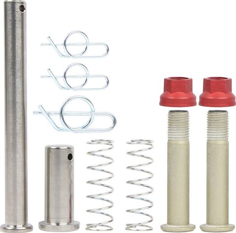 Allstar Performance Fastener Hardware Assortments ALL17012 kit includes (1) 3-1/2 in titanium grip pin, (2) steel spring spacers, (2) steel clips, (1
