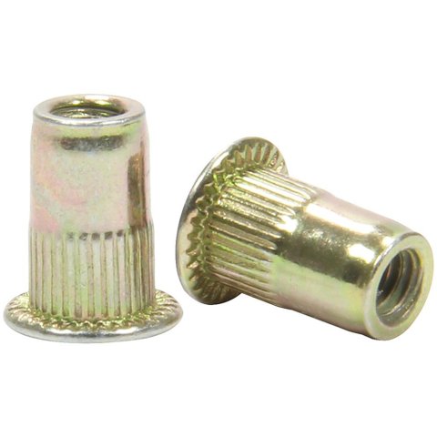 Allstar Performance Threaded Inserts ALL19460 Nutsert Inserts, 8-32 Thread Size, 17/64 in. Hole Size, Steel, Zinc Plated, Set of 10