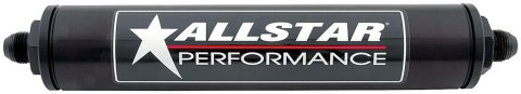 Allstar Performance Inline Aluminum 10 Microns Fuel Filter with -8 AN Inlet Size ALL40216 Filter, Aluminum, Black Anodized, Paper Element, Male Inlet/Outlet, 2 in. Diameter, 12 in. Length, Each