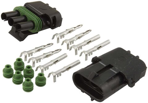 Allstar Performance Weatherpack Connectors ALL76267 Weather Pack Wiring Connector, 3-Wire, Male, Female, Each