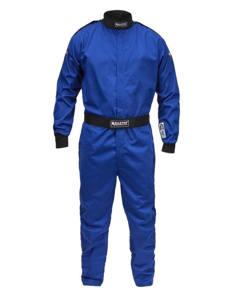 Allstar Performance Single-Layer Driving Suits ALL931024 Suit, One-Piece, Single Layer, Pyrovatex, Men's Large, SFI 3.2A/1, Blue, Each