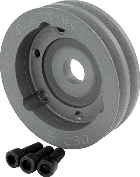 Allstar Performance Small Block Chevy Reduction Pulleys ALL31030 Crankshaft Pulley, V-Belt, 2-Groove, 4.75 in., Aluminum, Natural, Chevy, Block, Short Pump, Each