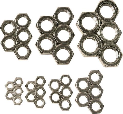 Allstar Performance Steel Jam Nut Assortments ALL18291 Assortment, Steel, Zinc Plated, Left Hand Thread, Set of 35