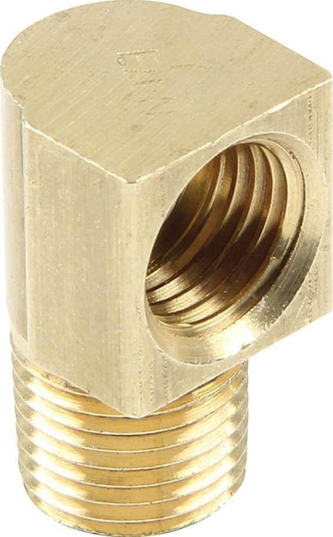 Allstar Performance Brake Fittings ALL50125 Fittings, Brass, Male 1/8 in. NPT to Female 3/16 in. Thread, Inverted Flare, 90 Degree, Set of 4