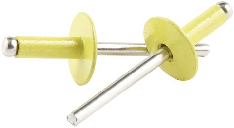 Allstar Performance Large Head Rivets ALL18181 Rivets, Blind Rivets, 3/16 in. Rivet, 9/16 in. Head, Aluminum/Steel, Yellow, Set of 250
