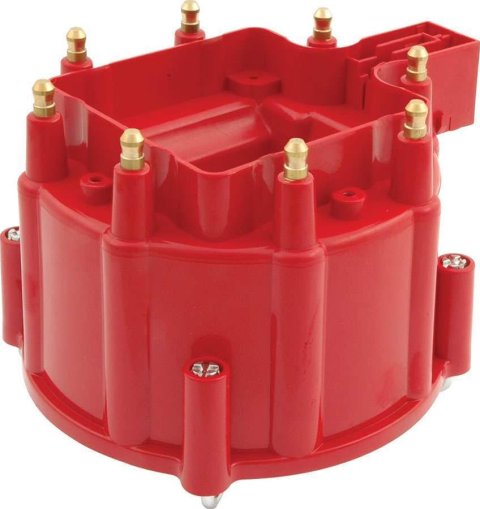 Allstar Performance Distributor Caps ALL81204 Caps, Brass, Red, Clamp Down, Male/HEI, Chevrolet, Each