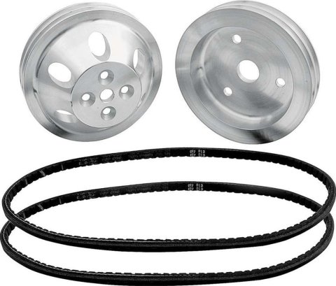 Allstar Performance 1:1 Ratio Pulley Kits ALL31083 Pulleys, Ratio, V-belt, Aluminum, Machined, Crankshaft Pulley, Water Pump Pulley, Chevy, Small Block, Short, Kit