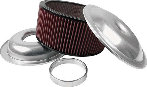 Allstar Performance Aluminum Air Cleaners ALL25926 Cleaner, 14 in. Diameter, Round, Aluminum, Natural, 1.5 in. Dropped Base, 1 in. Spacer, 6 in. Filter Height, Red Cotton Gauze, Each