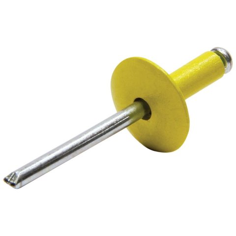Allstar Performance Large Head Rivets ALL18016 Rivets, Yellow, Steel, Aluminum, Size 3/16 in., Diameter 5/8 in., Grip Range 0.250-0.375 in., Set of 250.