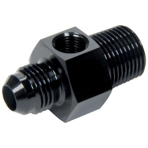 Allstar Performance Adapter Fittings ALL49763 and Adapters, Straight Fittings, Aluminum, Black, 1/8 in. NPT Gauge Port, -6 AN Male AN End / 3/8 in. NPT Male NPT End, Each