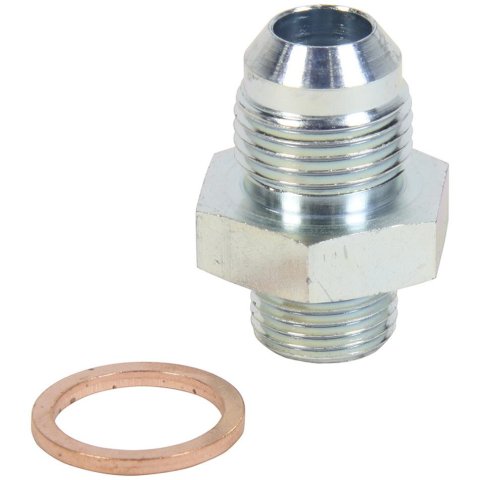 Allstar Performance AN Flare Adapter Fittings ALL50915 and Adapters, Fittings, Straight, Steel, Zinc Color, -8 Male AN, 5/8 in.-18 UNF Male Threads, Each