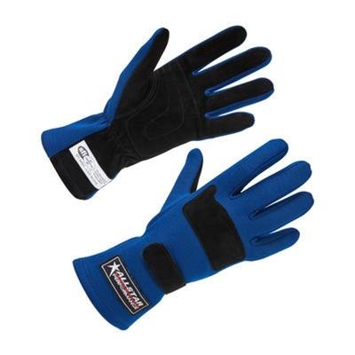 Allstar Performance Double-Layer SFI 3.3/5 Driving Gloves ALL915025 Gloves, Double Layer, SFI-3.3/5, Aramid, Blue/Black, X-Large. Pair