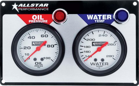 Allstar Performance Gauge Panel Kits ALL80090 Kit, Analog, Console, 2 5/8 in., Water Temperature, Oil Pressure, Kit