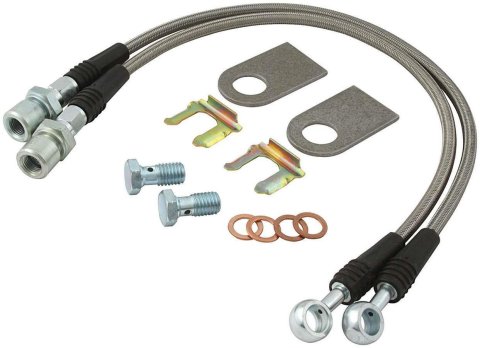 Allstar Performance Brake Line Hose Kits ALL42032 Hoses, Braided Stainless Steel, 16 in. Length, GM Metric Lines, Kit