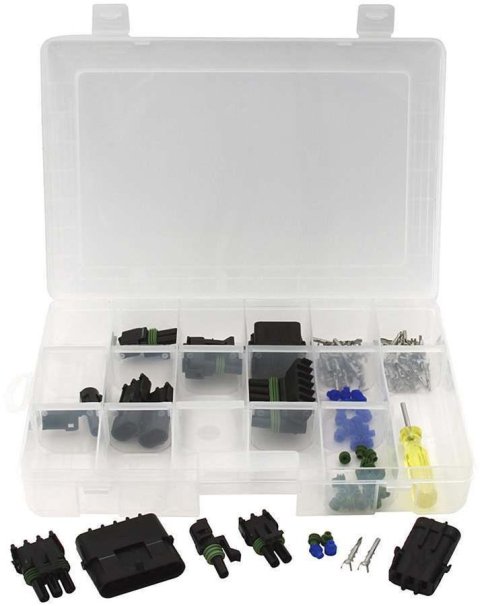 Allstar Performance Weatherpack Connector Kits ALL76260 Wiring Connectors, Weatherpack, Starter Kit, 40 Pins, Plastic, Black, Pin Removal Tool, Kit