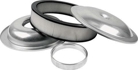 Allstar Performance Aluminum Air Cleaners ALL25912 Cleaners, Round, 1.50 in. Dropped Base, Aluminum, Natural, 14 in. Diameter, White Paper Filter, Each