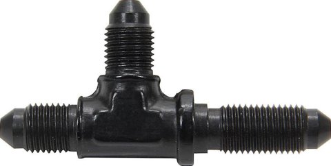 Allstar Performance Bulkhead Fittings ALL50096 Fitting, Tee, Aluminum, Black Anodized, -3 AN Male Threads, Each