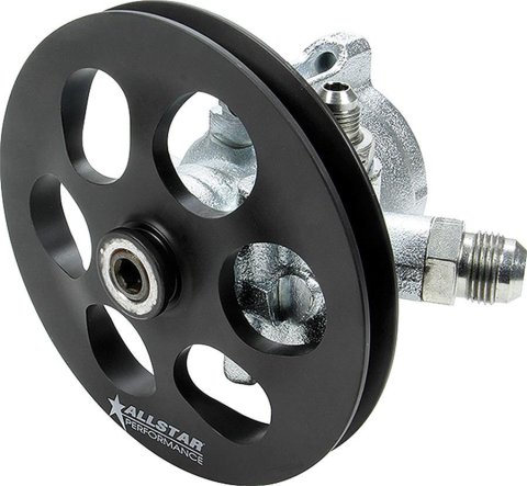 Allstar Performance Power Steering Pumps with Pulley ALL48250 Pump, Includes Press-fit V-Belt Pulley, GM Type 2, -10 AN Inlet, -6 AN Outlet, Each