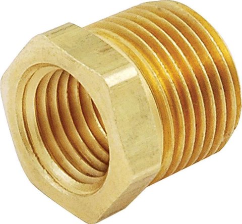 Allstar Performance Reducers ALL99031 Fitting, Reducer, NPT to NPT, Straight, Brass, Natural, 3/8 in. NPT, 1/4 in. NPT, Each
