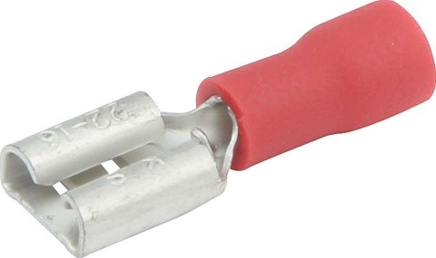 Allstar Performance Terminal Connectors ALL76038 Electrical Wiring Connectors, Tin Plated Copper, 1/4 in. Stud Spade, Female, PVC Insulated, 18-22 Gauge, Set of 20